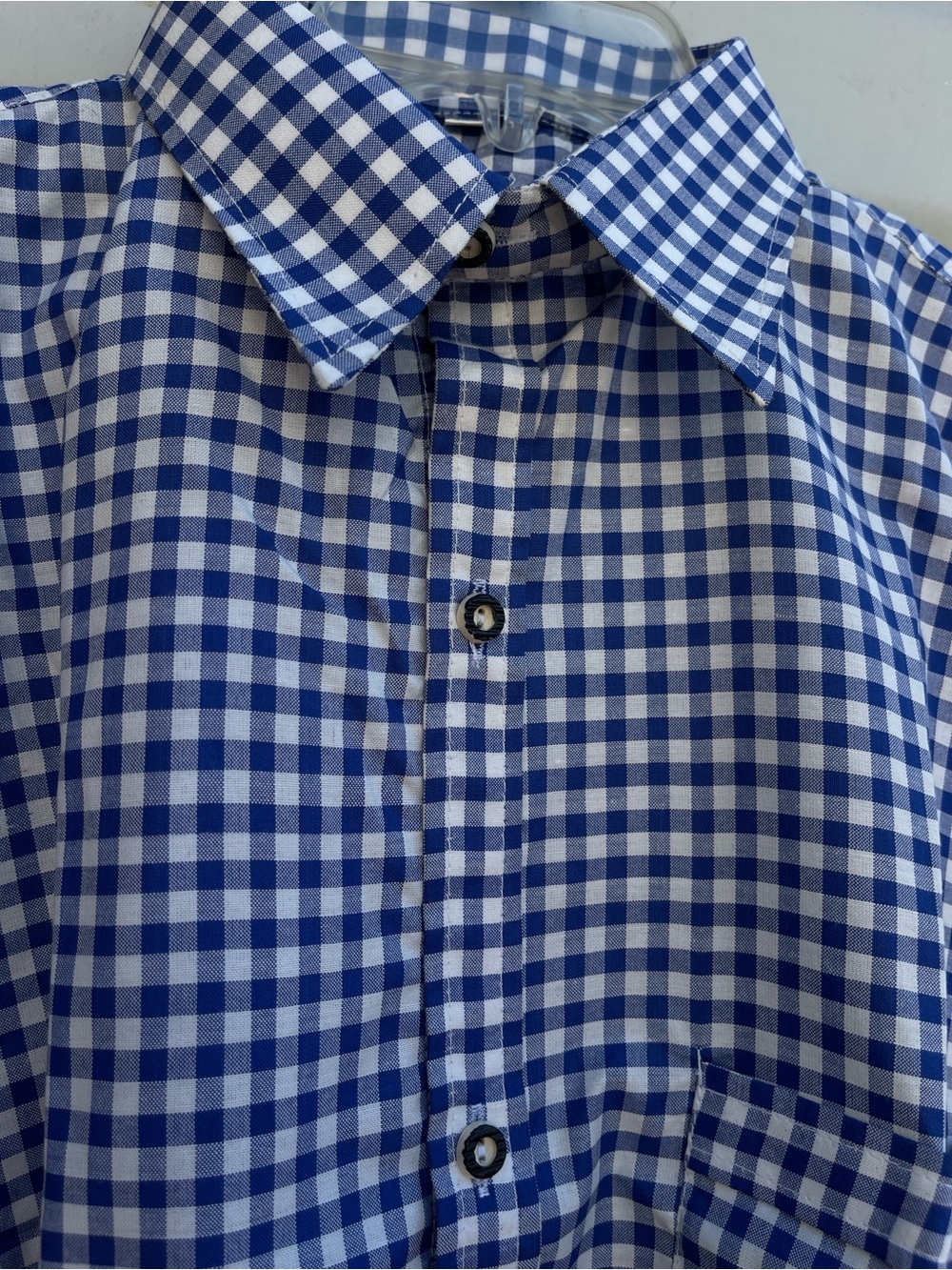 NWOT. Men's Blue and White Gingham Button-Down Shirt